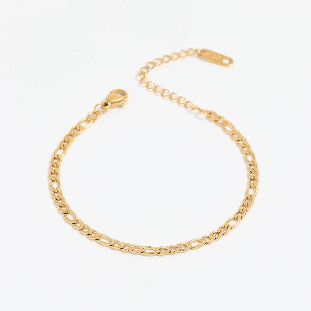 Joolim Stylish Stainless Steel 18K Gold Plated Figaro Chain  Bracelet Design Jewelry Wholesale