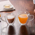 Creative 240ml Clear Glasses Coffee Mug Gift Tea Beer Transparent Love Cup Heart Shaped Double Wall Glass Mugs