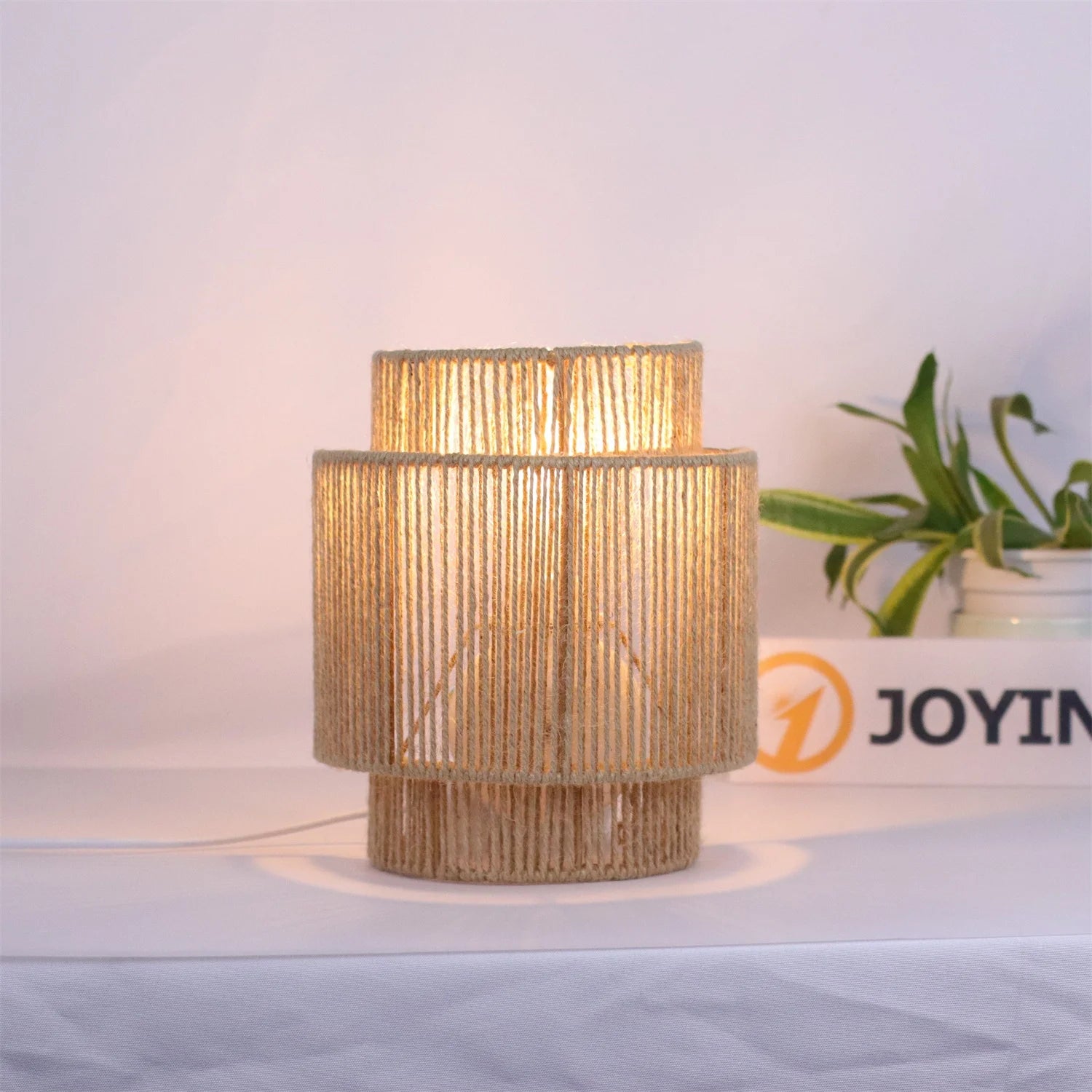 Boho Wall Light Rattan Wall Sconce Hemp Rope Boho Bedside Lamp Rustic Wall Lamps Light Fixture for Living Room Bedroom Stairway