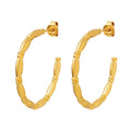 Fashion Luxury Bamboo C-shaped Earrings Jewelry Stainless Steel 18K Earrings
