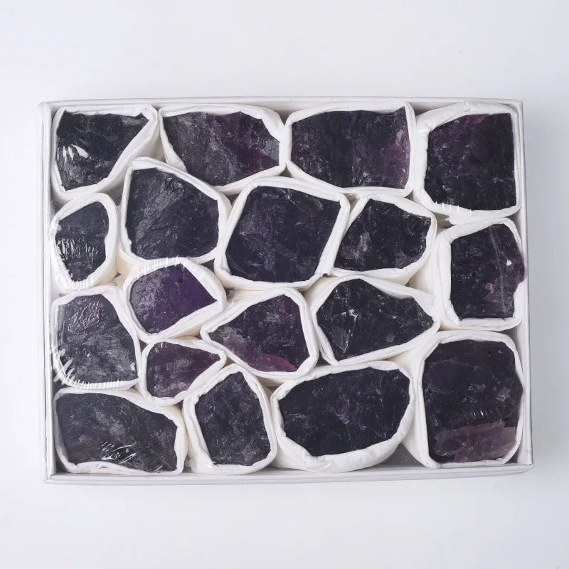 HZ Wholesale Box-packed Natural Crystal Real love Stone Rough Purple Fluorite Healing Raw Crystal Stone