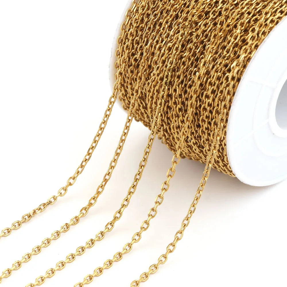 Selling by Meter Bracelets Accessories Supplies Stainless Steel Fine Oval Link Chains DIY Jewelry Making Necklace Findings