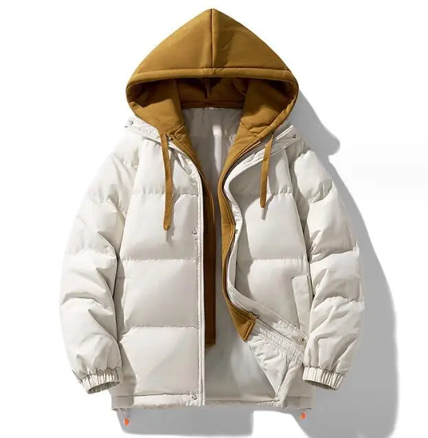 New Couple Cotton Jacket Coat Thickened and Warm Cotton Jacket With Detachable Hooded for Men