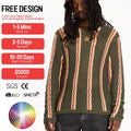 Custom Design logo Summer Beach Men Knitted Crew Neck Long Sleeve T-shirt Mesh Knit Top Crochet Shirt Knitwear