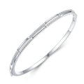 Simple Double Layers Lines 925 Sterling Silver Pave CZ Iced Out Diamond Bangles for Women Girls