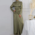 Zifeng OEM Islamische Kleidung New Style Solid Color Turtleneck Pleated Muslim Dress