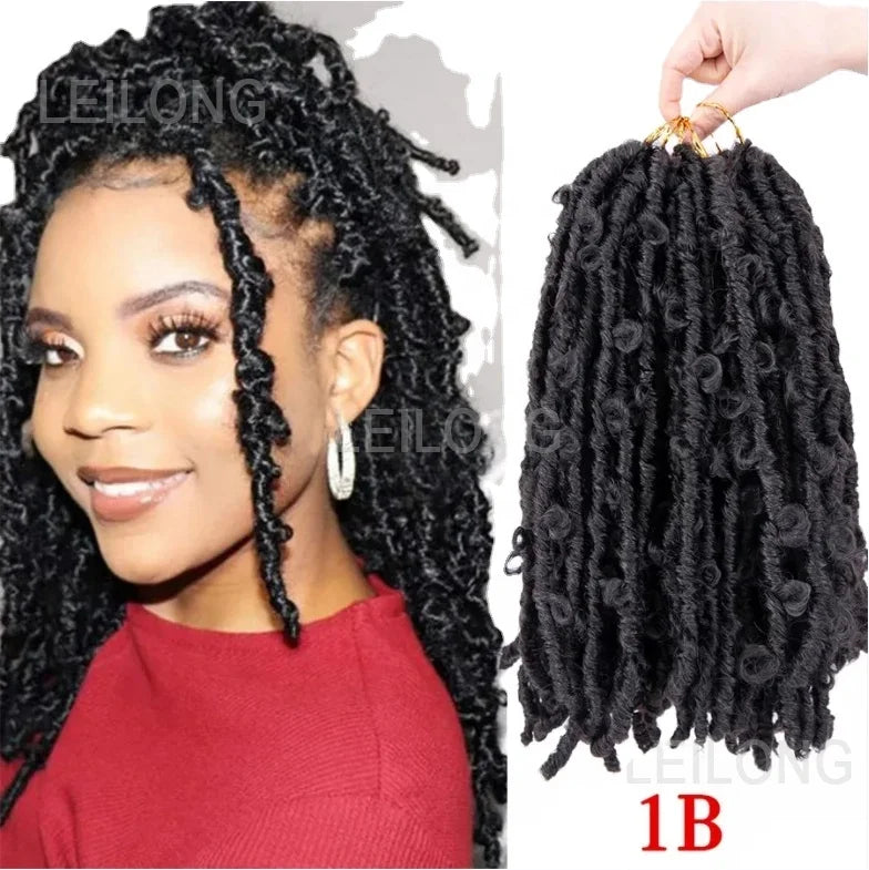 Butterfly Locs Crochet Hair for Women Black Synthetic Pre-Twisted Braid with Soft Single Weft Natural Faux Locs Pre-Loooped