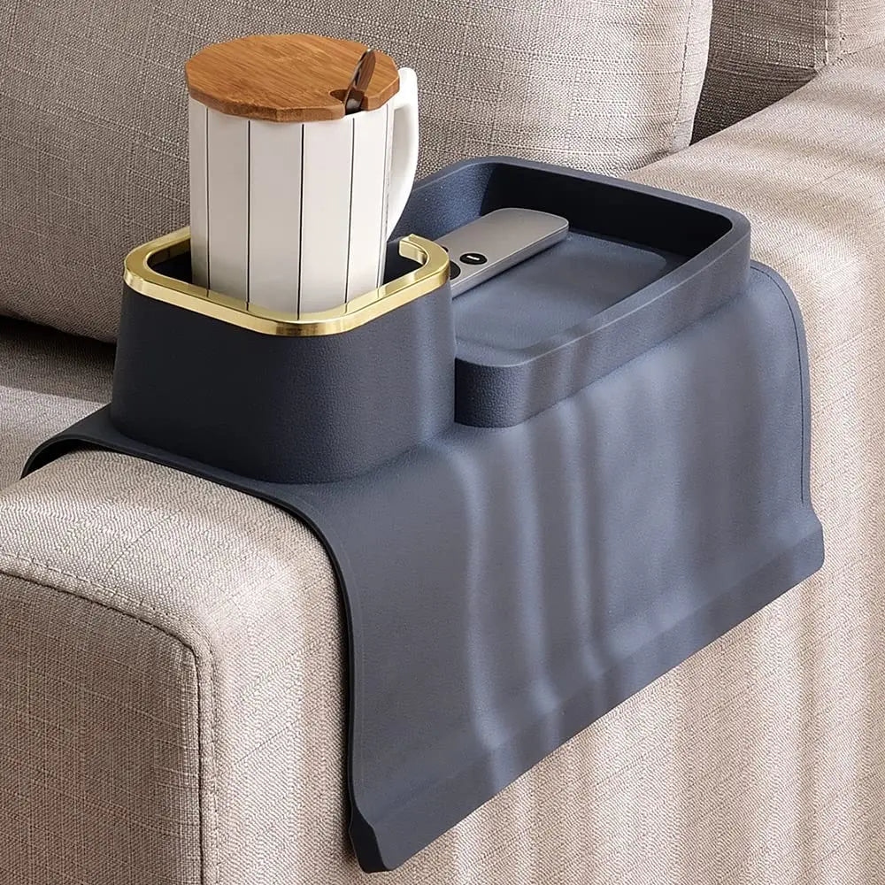 Hot Selling Anti-Spill Sofa Armrest Tray with Silicone Material for Couch Cup and Mobile Phone Holder Silicone Sofa Armrest Tray