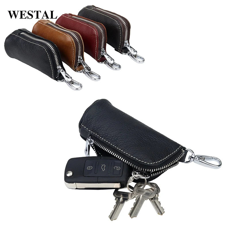 Westal Genuine Leather Mini Purse Keychain Men Women Key Holder House Keychain Bag Car Key Case Car Key Wallet