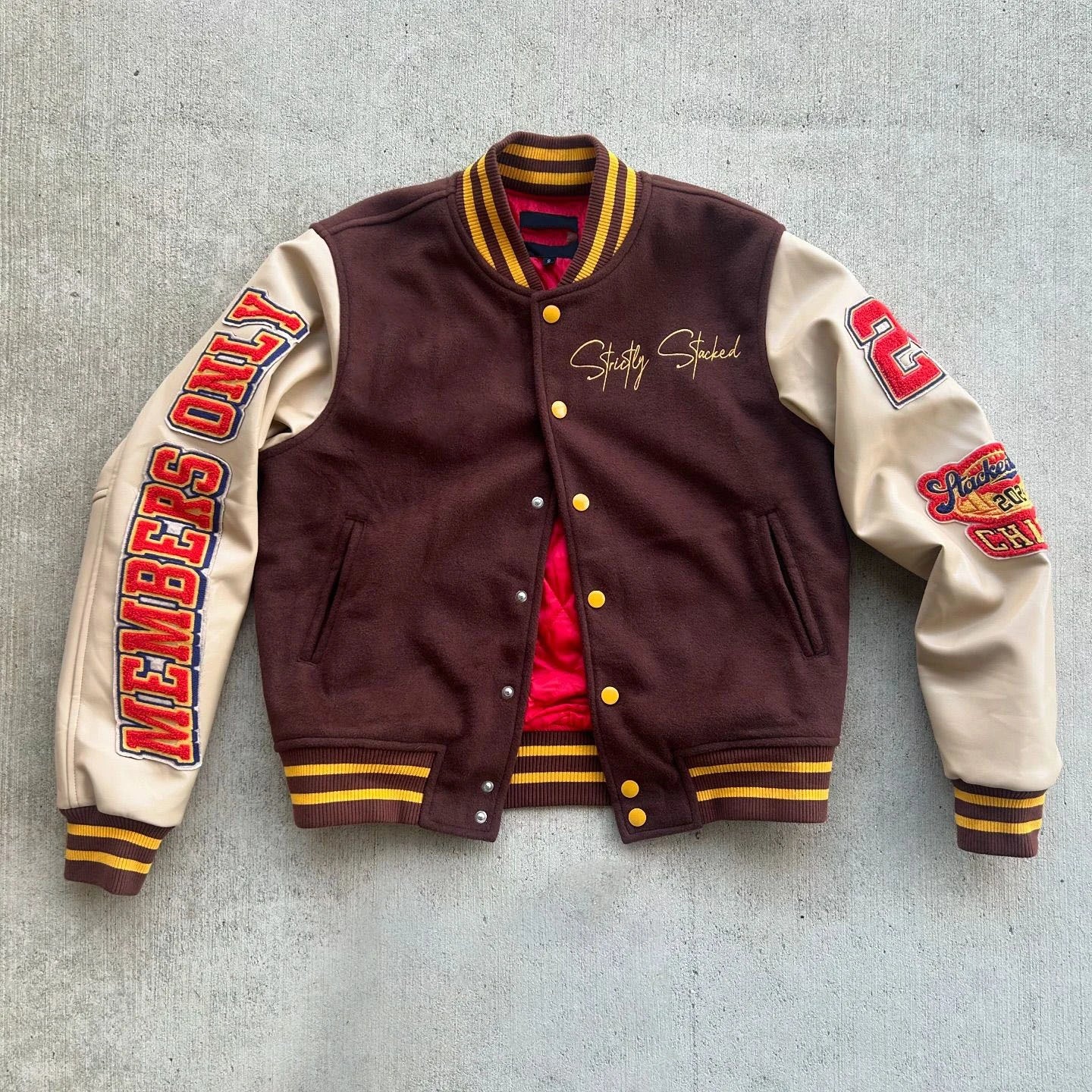 Wholesale New Stylish College Jacket/OEM Baseball Jacket Sports Style Suede Leather Double Spelling Letterman Men Jacket