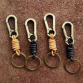 Creative Metal Lobster Buckle Personalized Punk Retro Car Alloy Cowhide Woven Key Chain Factory Wholesale