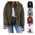 Women's Coats Winter Casual Plaid Pattern Long Sleeve and Stand Collar Button Closure Pocket Breathable Jacket
