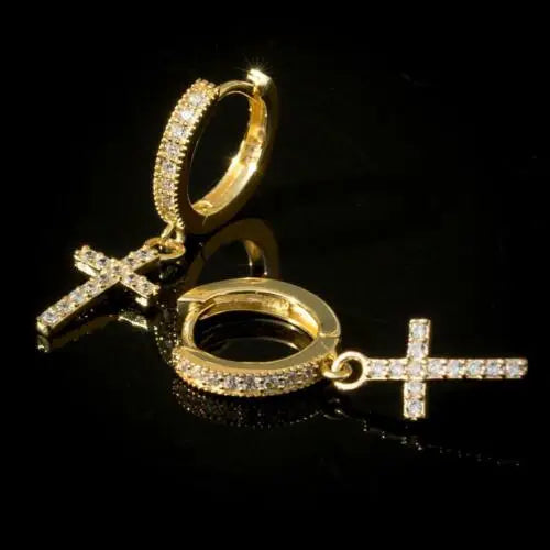 CAOSHI 1Pairs Fashion Cross Stud Earrings Ear Religious Punk Jewelry Hip Hop Cross Earrings for Men Women