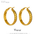 JINYOU 1265 Statement Stainless Steel Round Hoop Earrings Charm 18K Gold Plated Metal Waterproof Trendy Jewelry