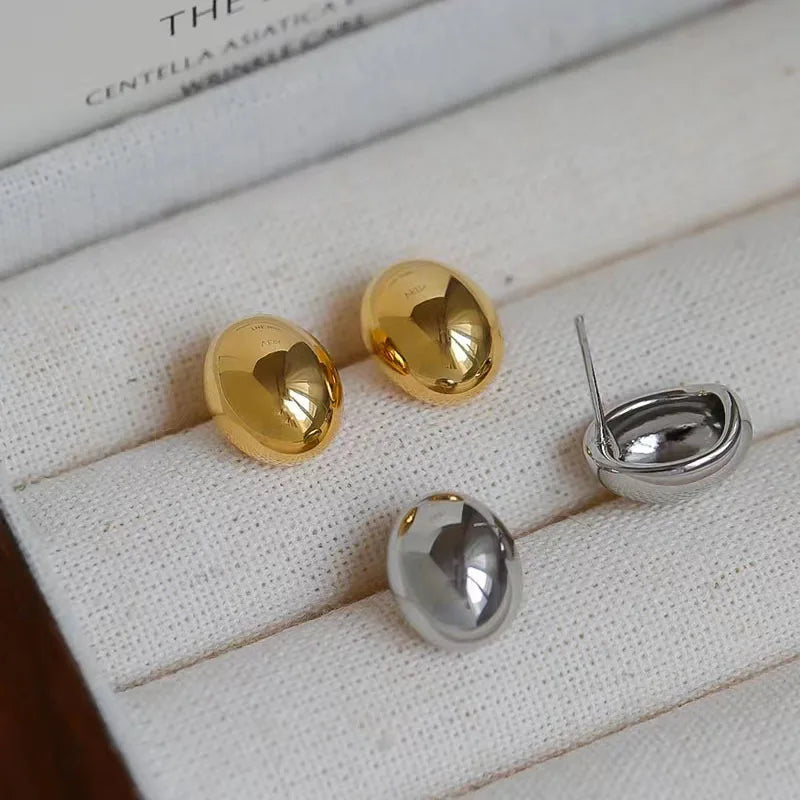 New Arrival 18K Gold Plated Stainless Steel Women's Earrings Small Coffee Beans Geometric Design for Anniversary Occasions