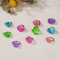 RA1154 Dainty Rainbow Titanium Plated Dome Lip Freeform Adjustable Ring Statement Ring Multicolor Chunky Ring Thick Rings
