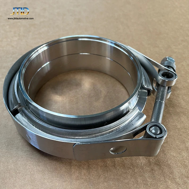 JTLD 304 Stainless Steel V-Band Clamp and Male/Female Flange Set - 3.5inch 3.5" Inch I.D. V Band Set