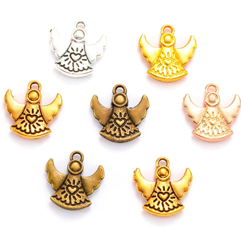 5 Colors Antique Silver Color Alloy Metal Angel Pendant Charms for Jewelry Making Diy Handmade Jewelry 14*13mm I242