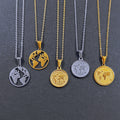 Fashion Jewelry Men Women Stainless Steel Country Map Necklace 18k Gold Plated Travel World Map Pendant Globe Necklace