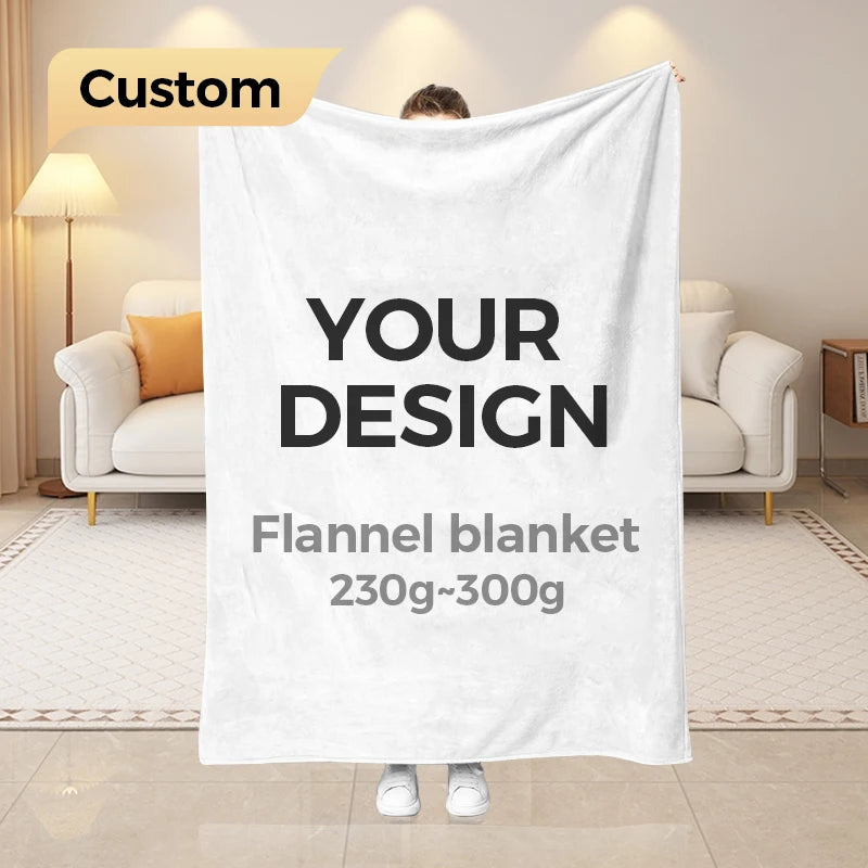 OEM Personalized Custom Digit Printed Coral Flannel Fleece White Blanket Throw Sublimation 3D Blank Photo Blanket Wholesale