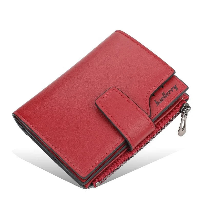 Wholesale Modern Zipper Red PU Clutch Money Organizer Small Mini Designer Wallets for Women Fashionable
