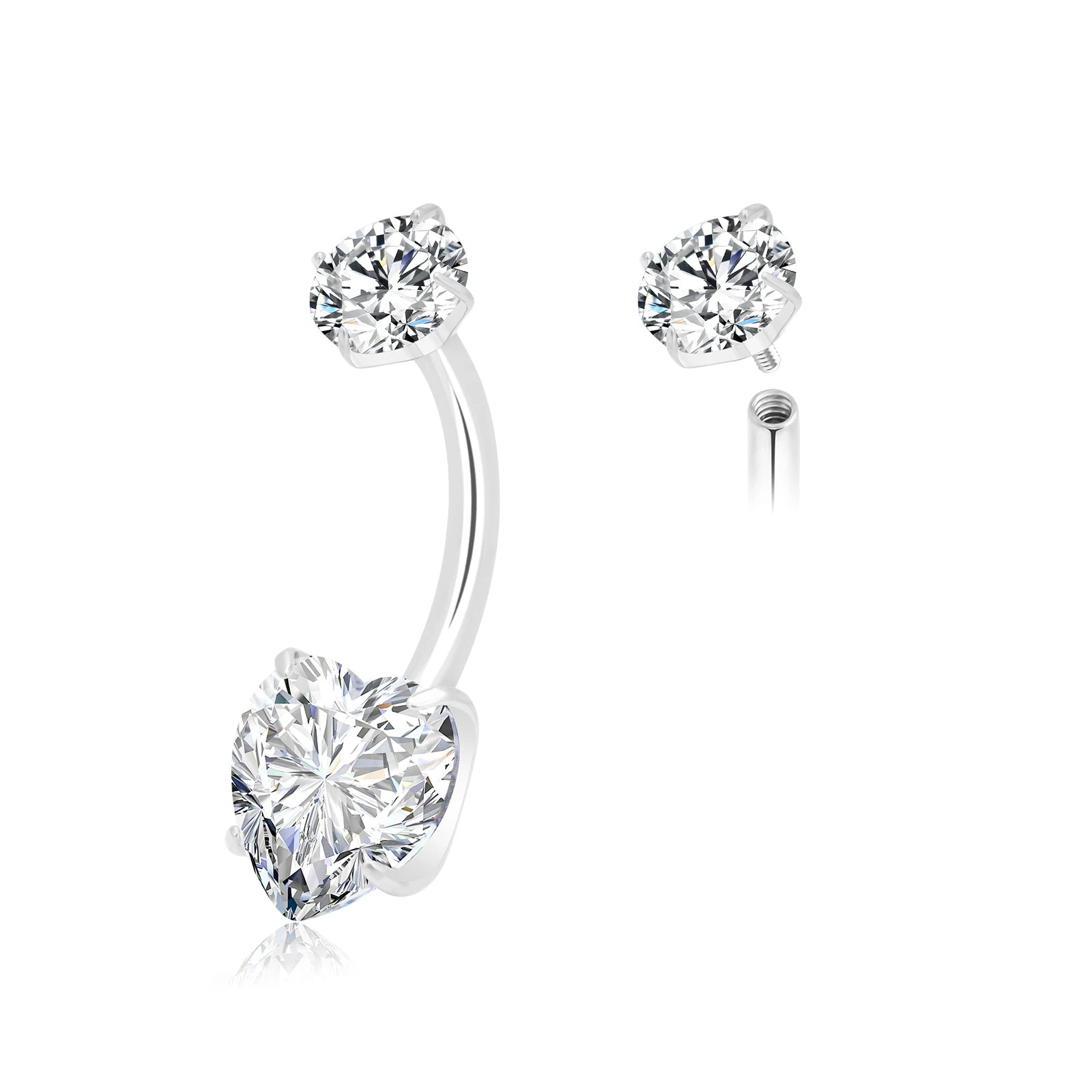 Orthodox Children's Classic Titanium Prong Set Heart Belly Ring Gold Plated Piercing Fashion Style Engagement Wedding Gift Party