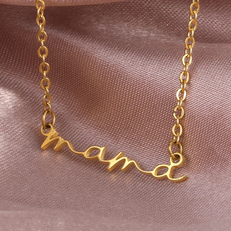 2024 Wholesale Mother's Day Gift Fashion Fine Stainless Steel Mama Alphabet O Shape Chain Jewelry Necklace for Women