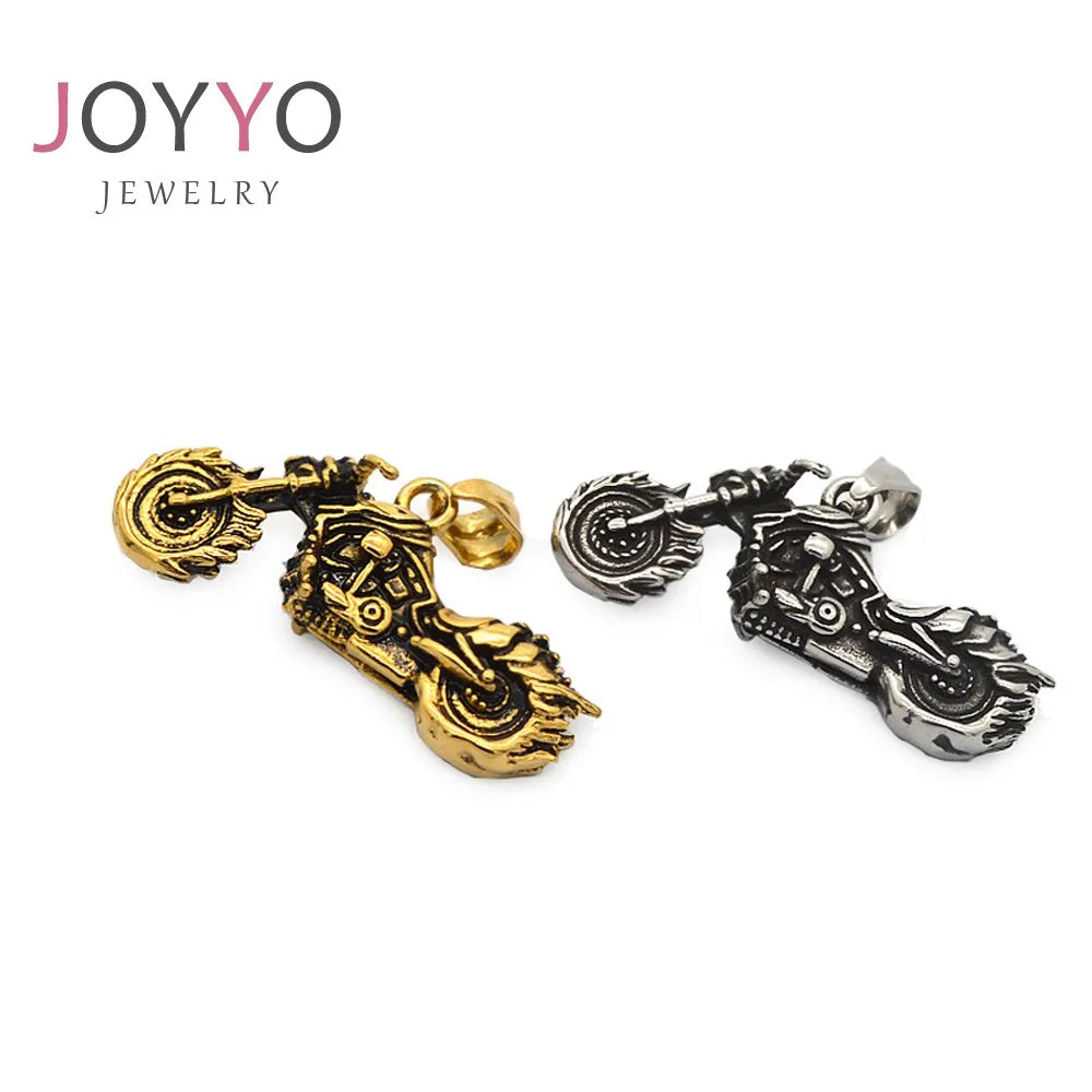 Wholesale Retro Gothic Punk Stainless Steel Motorcycle Pendant Trendy for Men Titanium Charm for Parties