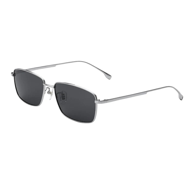 Custom Logo Men's Business Polarized Sunglasses with Retro Titanium Alloy Frame Gold or Silver-Customizable Options