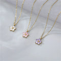 New Design 18K Gold Plated Stainless Steel Flower CZ Cute Pendant Choker Necklace for Women Girl Gift B-516