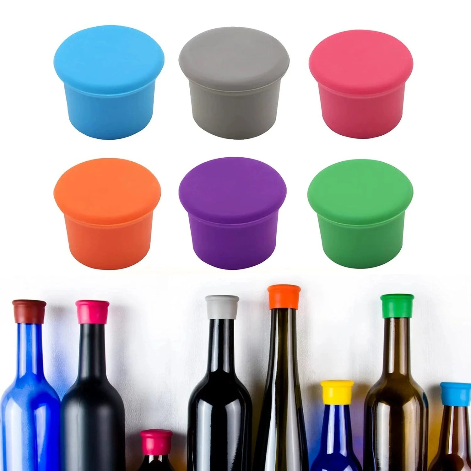 Silicone Red Wine Bottle Cap Customizable Logo Wine Utensils Circular Wine Stoppers with Excellent Print Quality
