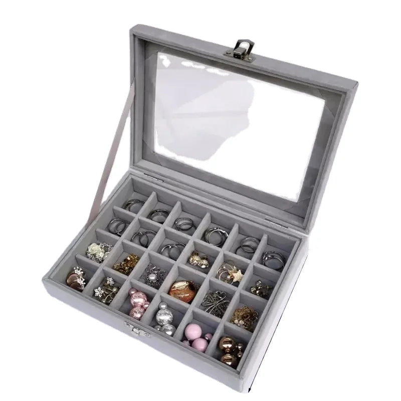 Window Opening Velvet Necklace Earring Bracelet Flannelette Jewelry Storage Box for Jewelry Travel Jewelry case