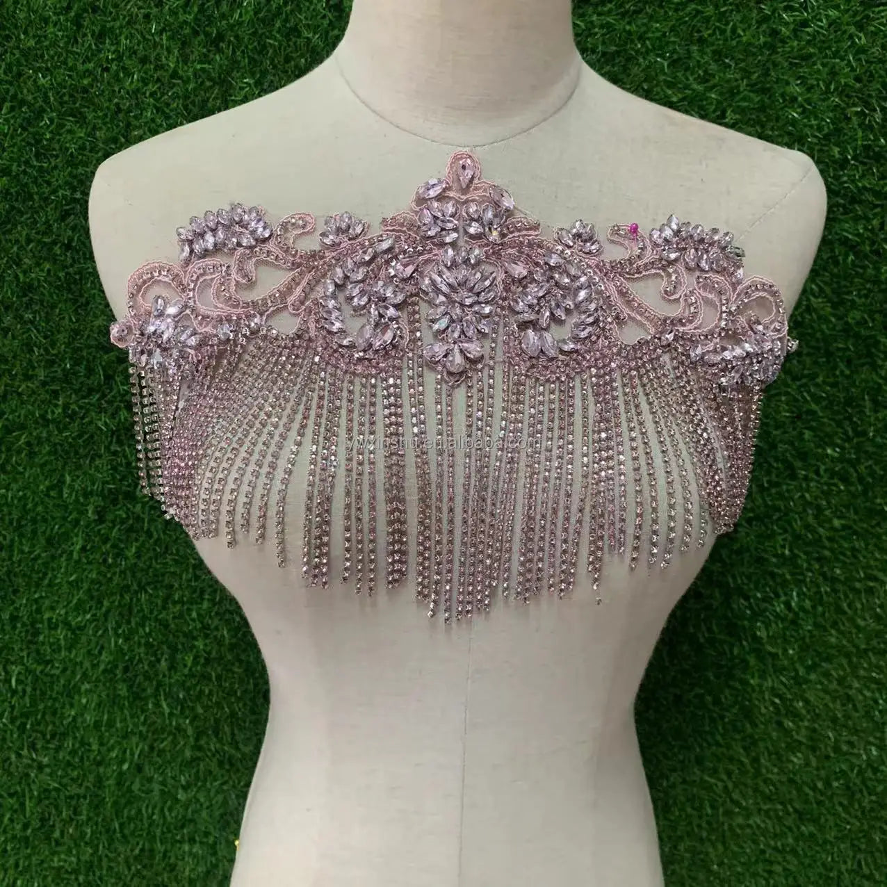 3D Lace Pink Bodice Wedding Decorations Sequins Patches Appliques Diy