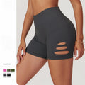 Custom Logo Sexy Hollow Out Seamless Activewear High Waist Scrunch Butt Gym Sports Women Yoga Biker Shorts