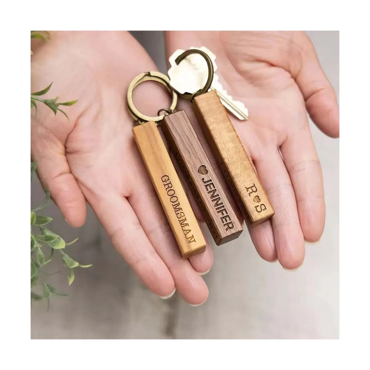 Personalized Gift Bag Charm Custom Key Chain Monogrammed Engraved Wood Bar Keychain for New Driver Home Car Realtor Keys