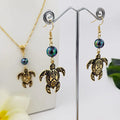Hawaiian Traditional Emerald Turtle Set Jewelry Necklace