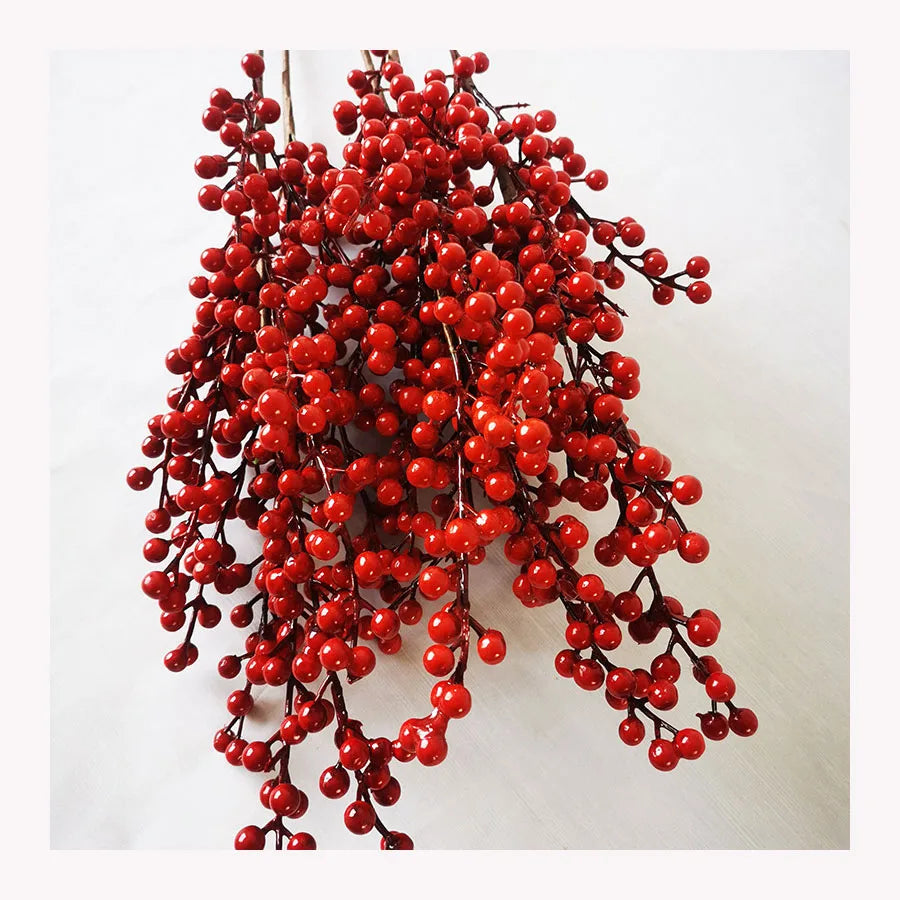 O-X0073 Artificial Berry Fruit Wholesale Christmas Decorations Foam Artificial Fruits Red Berry Christmas Flowers Arrangement MegaBDM