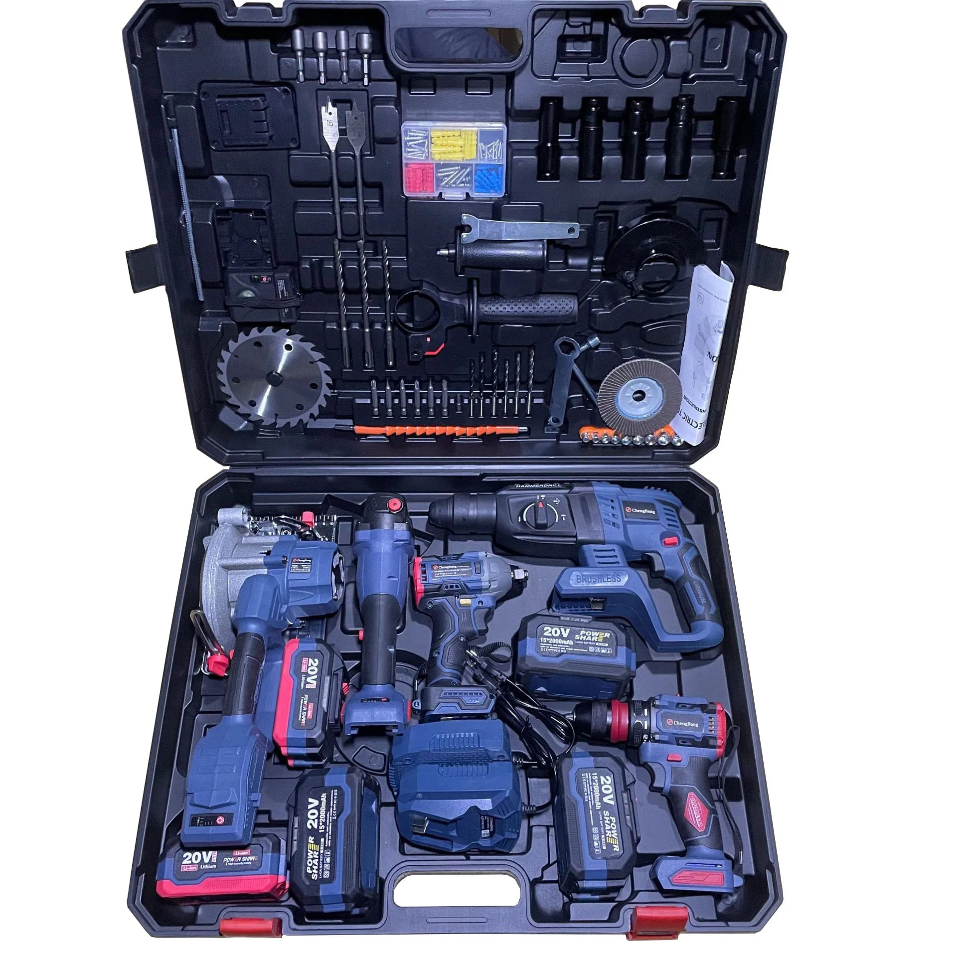 20V Combination Power Tool Kits Brushless Electric Hammer Impact Drill Angle Grinder Portable Circular Saw Cordless Wrench Set