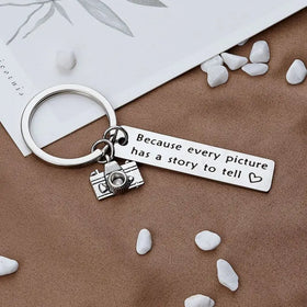 Photographer Keychain Because Every Picture Has a Story to Tell Camera Lovers Gift Keyring Camera Key Chain Mini Camera Keychain