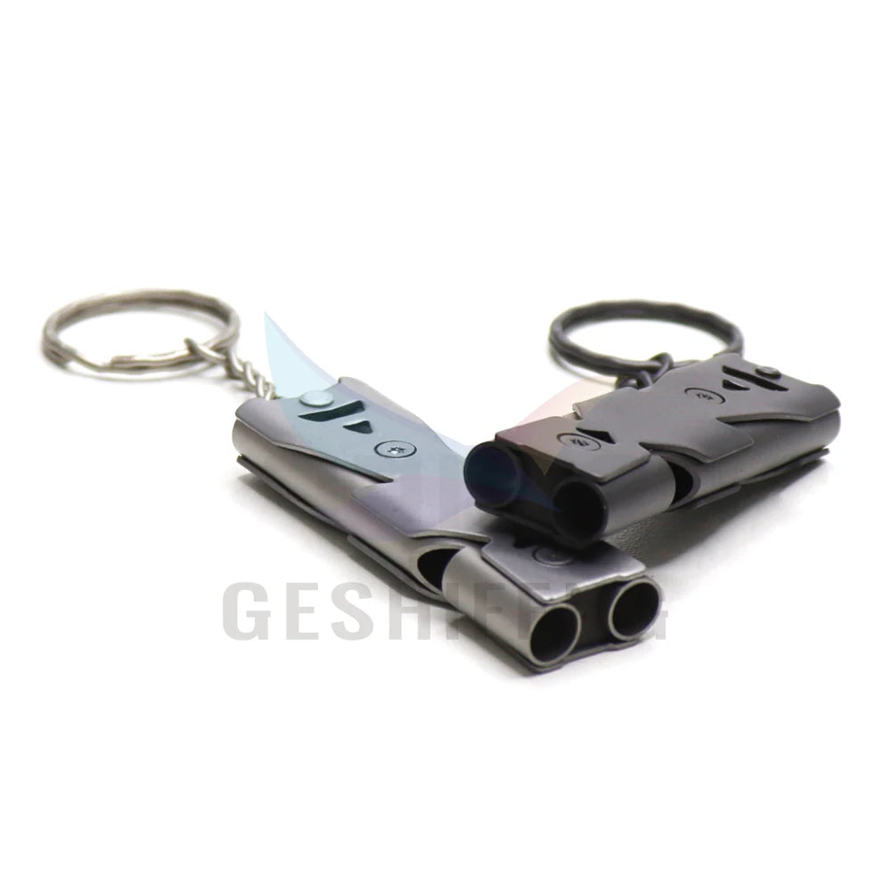 Emergency Survival Whistle Aluminum Alloy Double Tube Keychain Whistle for Bird