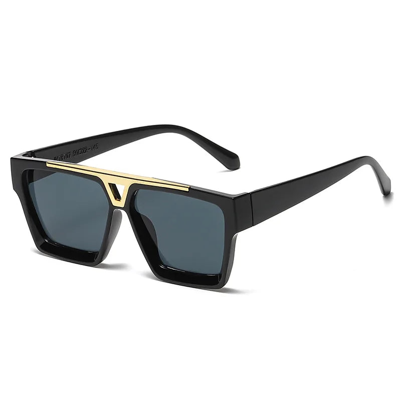 2023 Modern Fashion Square Sunglasses with Large Frame Unisex Millionaire Glasses in Black White Green Coffee PC Material