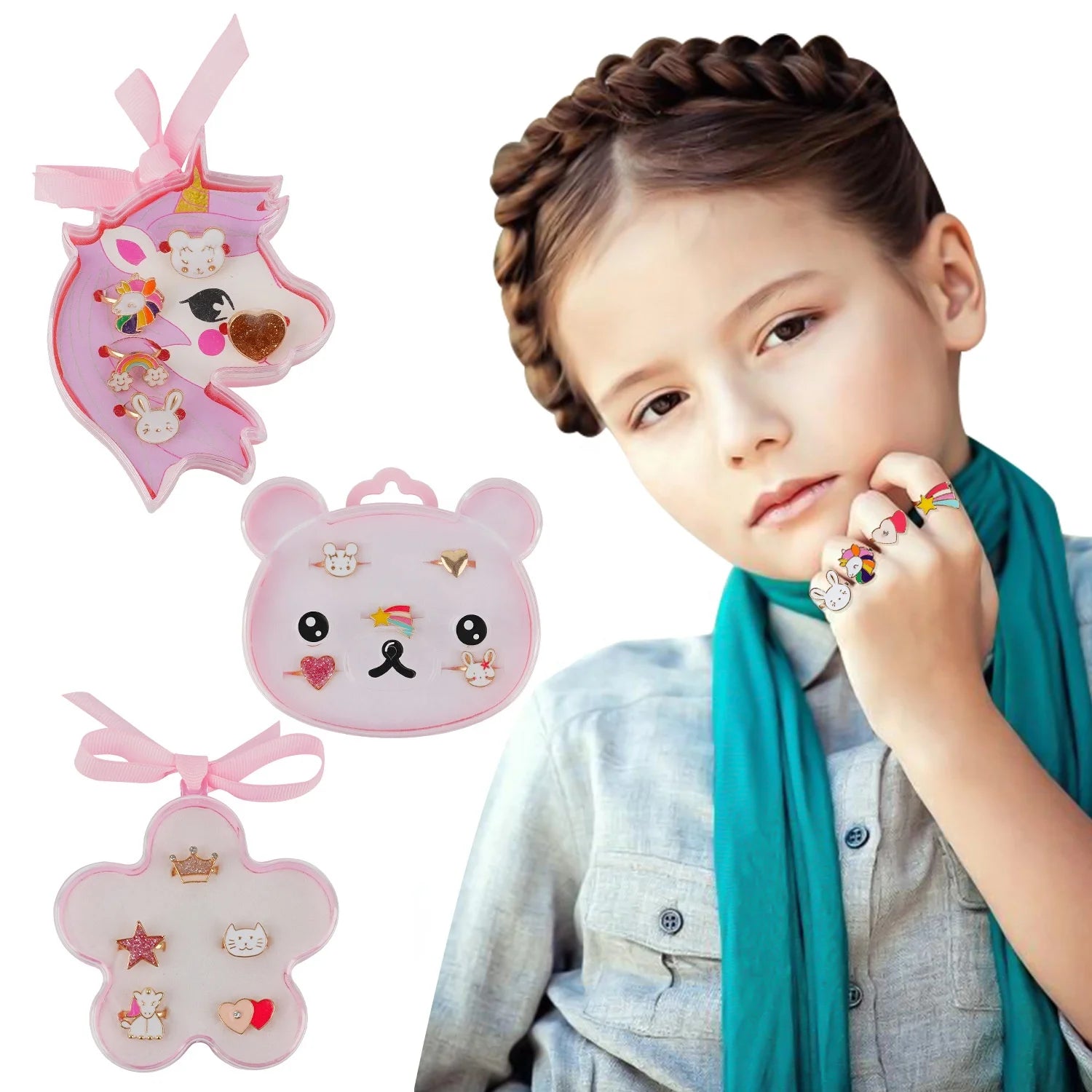 Wholesale  Cartoon Children's Rings Box Alloy Ring  Lovely for Kids Girls