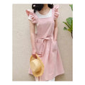 Korean Stylish Ruffled Cap Cotton-Linen Sleeveless Personalised Cross Back Custom Logo Apron with Large Pockets