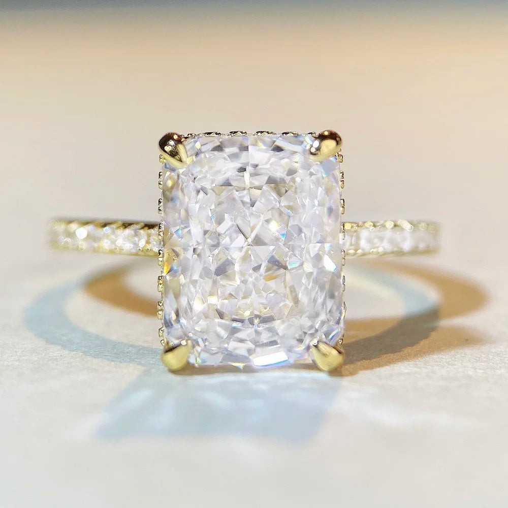 Fashion Jewelry 5A Cubic Zirconia Diamond Ring S925 Sterling Silver Radaint Cut Women Jewelry Gemstone Wedding Engagement Rings