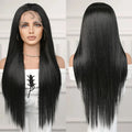 Japan Fiber 13x4 Lace Front Wigs Black Synthetic Long Wavy Wig with Baby Hair for Women Cosplay High 180 Density Hair Wig
