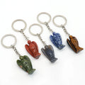 Handmade Portachiavi Natural Stone Carved Angel Keychain Tiger Eye Rose Quartz Crystal Agate Keychain