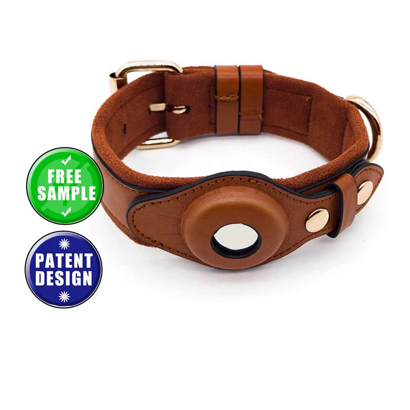 Pet Supplies Manufacturer Custom Adjustable Comfort Padded Pets Genuine Cow Leather Puppy Dog Collar