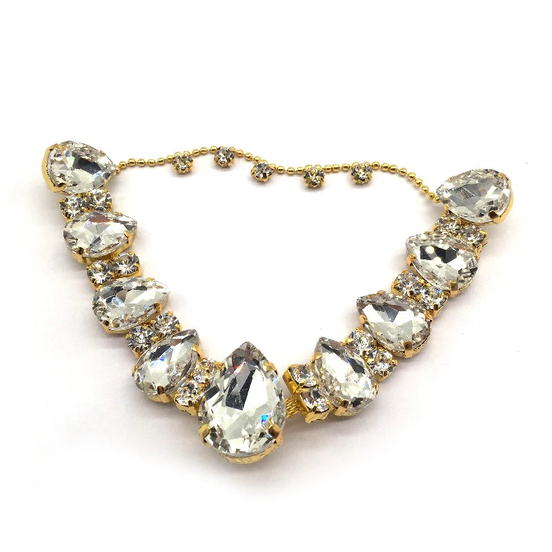 DIY Zinc Alloy Metal clear Rhinestone Crystal Chain Lady Shoe Chain Accessories