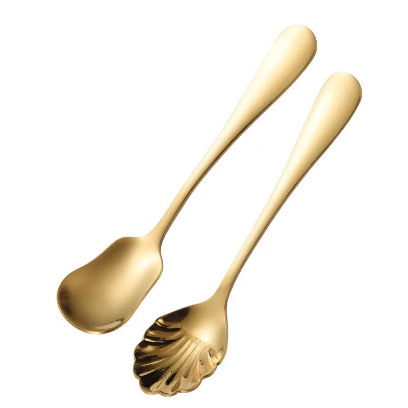 Shell Shape Metal Spoon Stainless Steel  Tea/Ice Cream/Coffee Dessert Spoon
