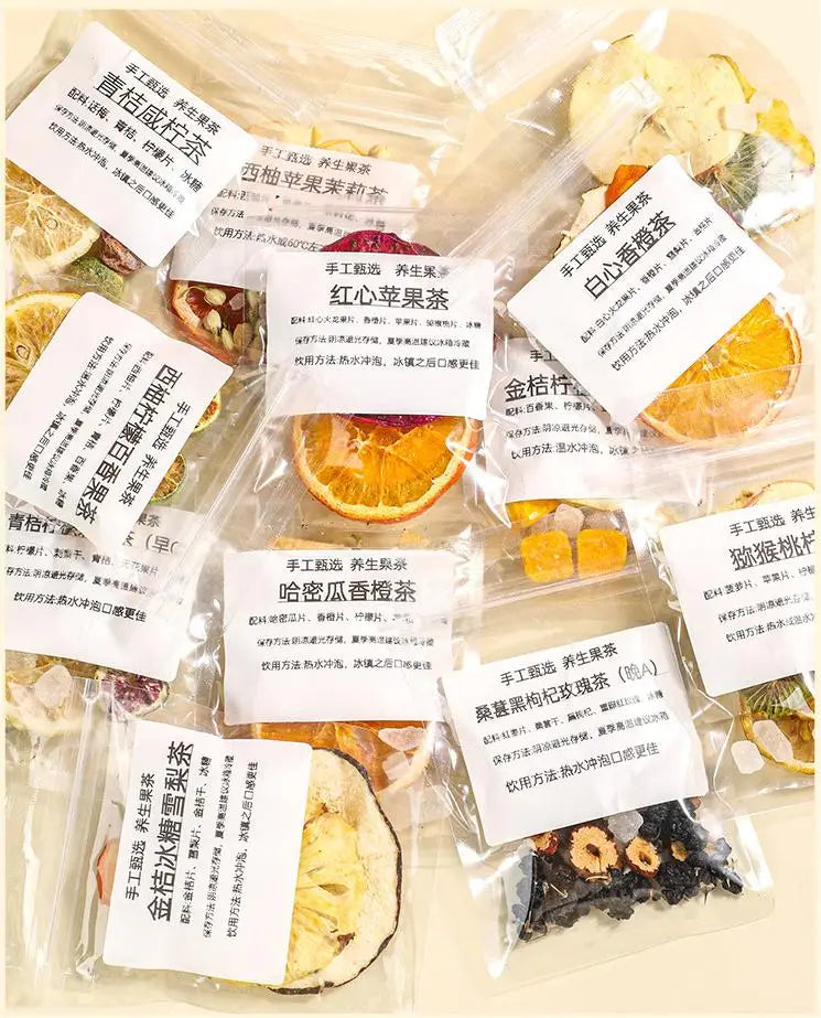 2024 Gift Box Slimming Mixed Real Flavor Natural Herbal Dried Fruit Slice Sachet Lemon Orange Strawberry Slice Fruit Tea Pouch